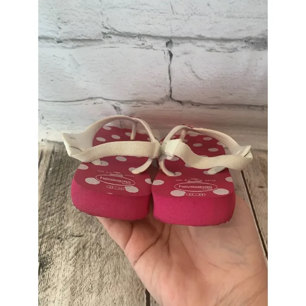 HAVAIANAS Girl’s Minnie Mouse Flip Flop Sandals / Size: 8C EUR 25-26